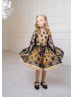 Black And Gold Star Sparkly Flower Girl Dress